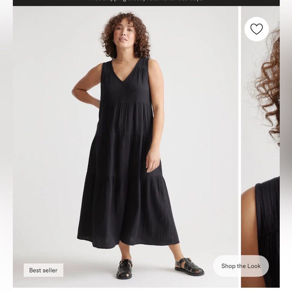 Quince 100% Cotton Gauze Tiered Maxi Dress